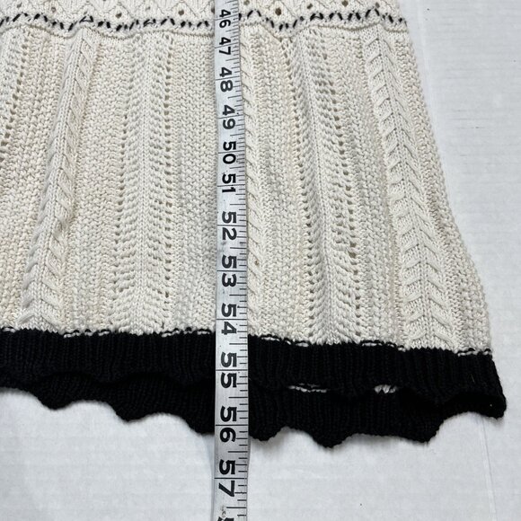 Olive + Oak Dress Womens L Ivory Crochet Knit Contrast Trim Maxi Boho Hippie - Picture 7 of 12
